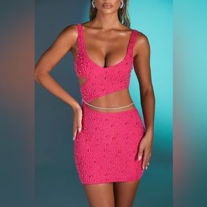 Oh Polly Hot Pink Beaded Dress